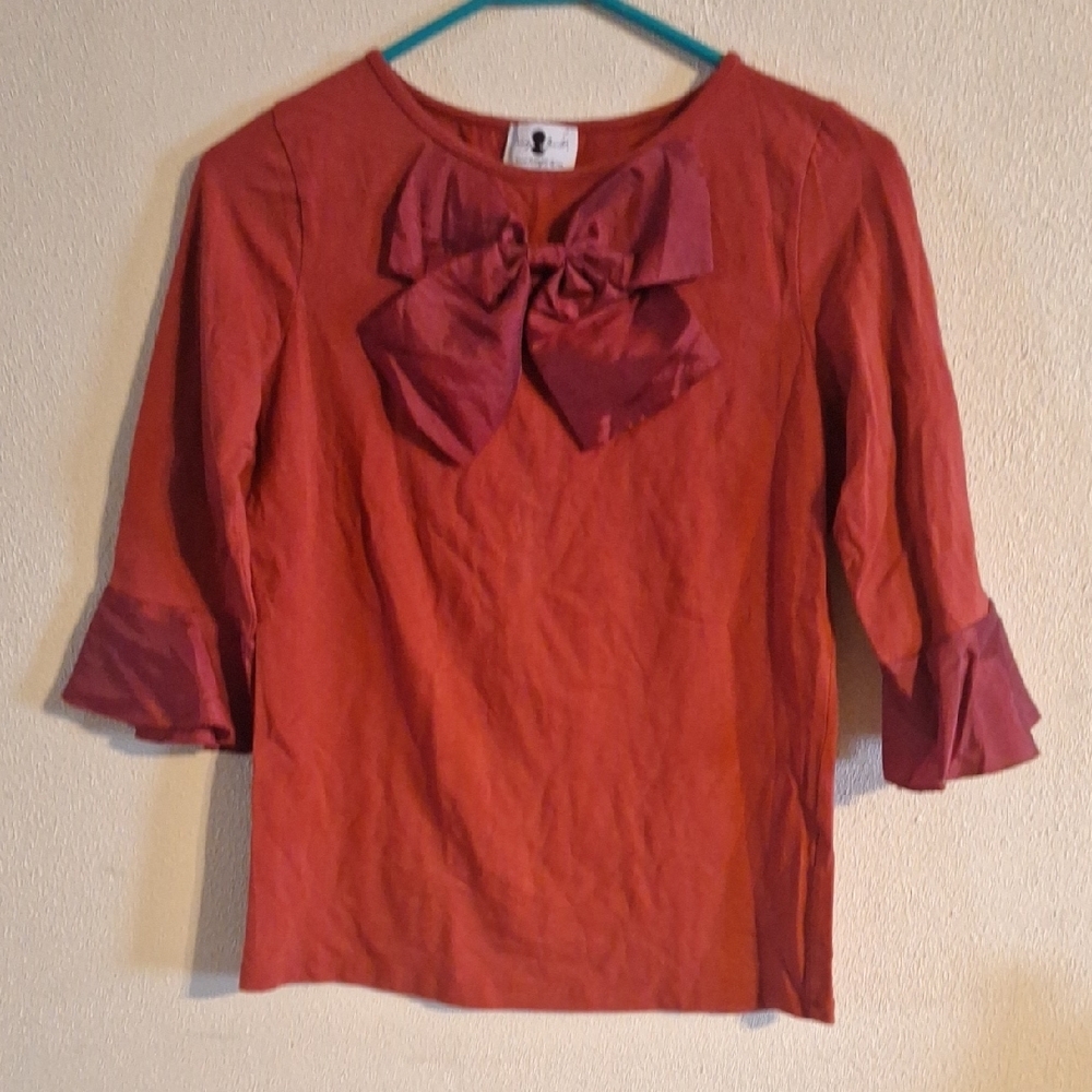 Dainty Jewells Red Blouse with Bow Detail